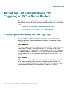 Setting up Port Forwarding and Port Triggering on Rv0xx Series Routers