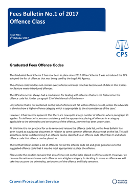 Fees Bulletin 1 of 2017 Offence Class