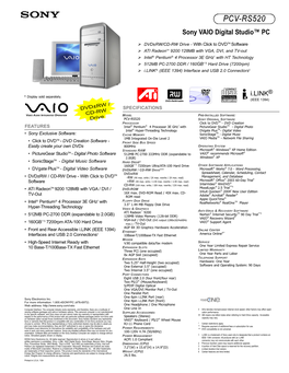 PCV-RS520 Spec Sheet.Qxd (Page 1)