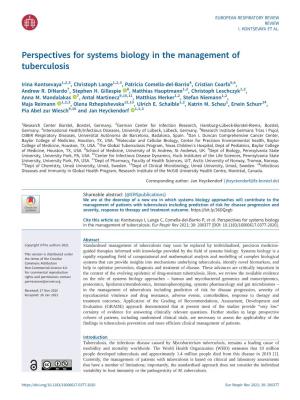 Perspectives for Systems Biology in the Management of Tuberculosis