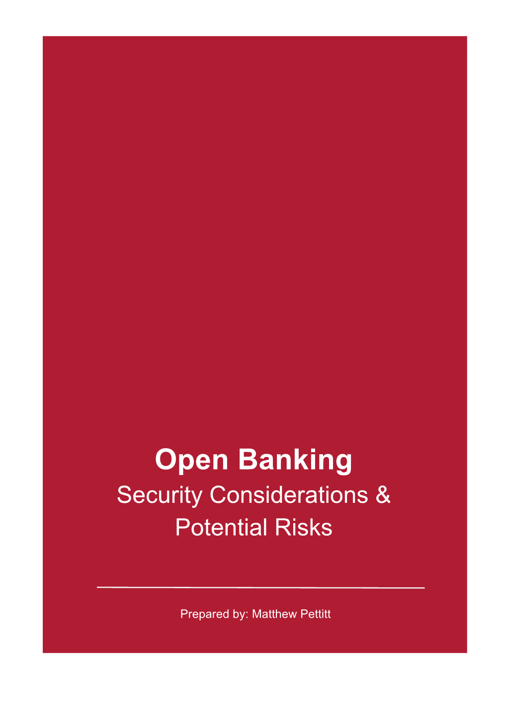 Open Banking Security Considerations & Potential Risks