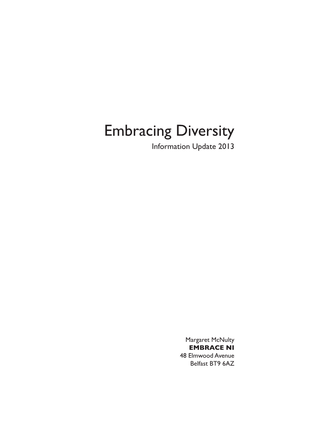 Embracing Diversity Information Update 2013