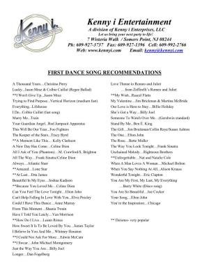 First Dance Song Recommendations