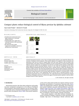 Compact Plants Reduce Biological Control of Myzus Persicae by Aphidius Colemani ⇑ Sara Guiti Prado , Steven D