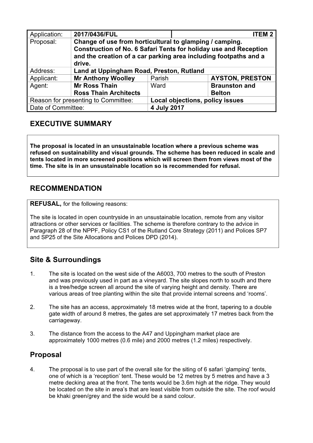 EXECUTIVE SUMMARY RECOMMENDATION Site & Surroundings Proposal