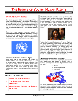 THE RIGHTS of YOUTH: HUMAN RIGHTS April 2009