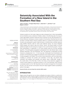 Seismicity Associated with the Formation of a New Island in the Southern Red Sea