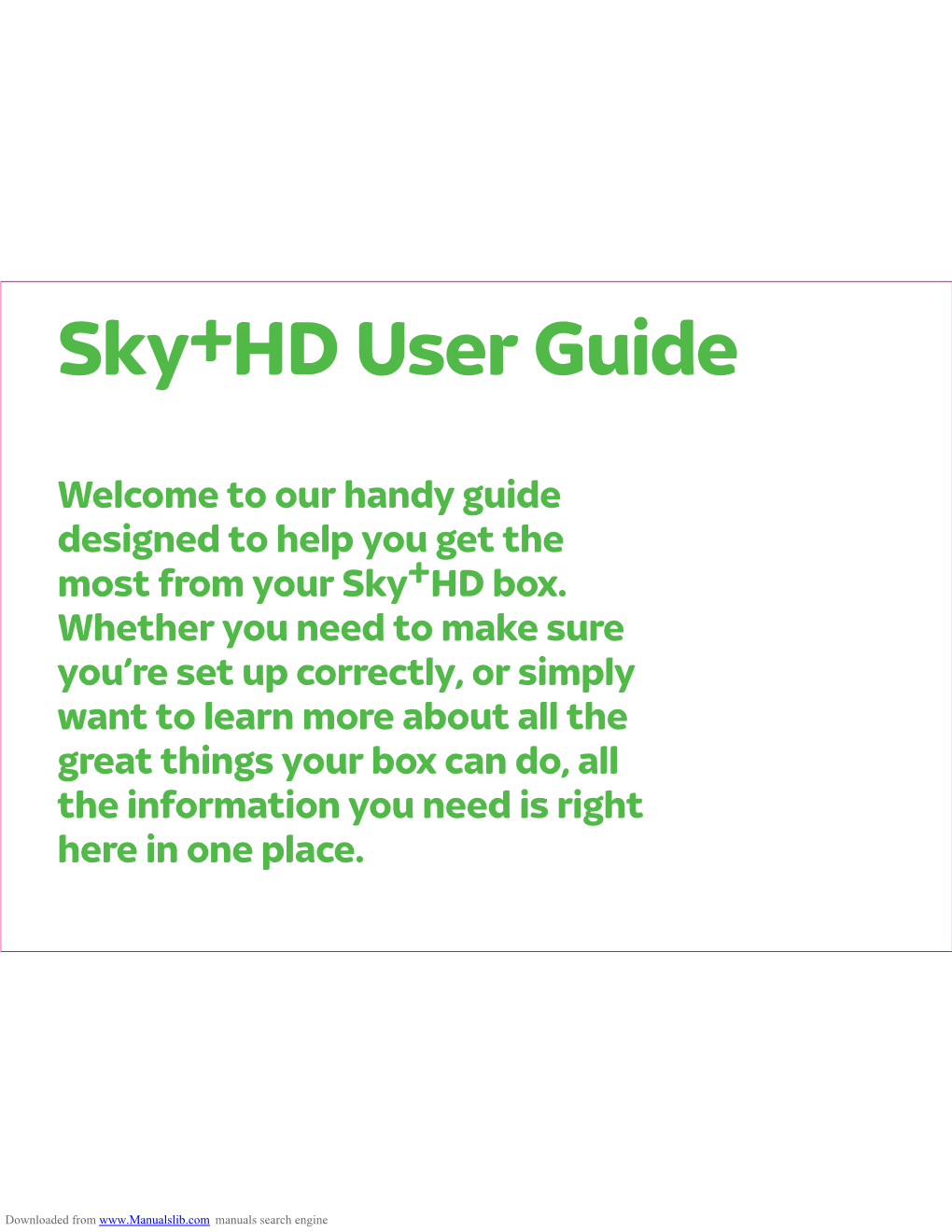 Sky±HD User Guide