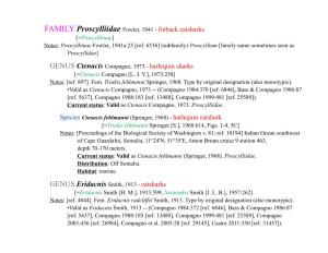 FAMILY Proscylliidae Fowler, 1941 - Finback Catsharks [=Proscylliinae] Notes: Proscylliinae Fowler, 1941A:25 [Ref