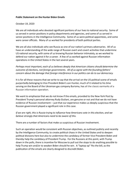 Public Statement on the Hunter Biden Emails