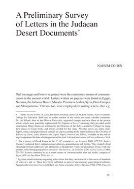 A Preliminary Survey of Letters in the Judaean Desert Documents*