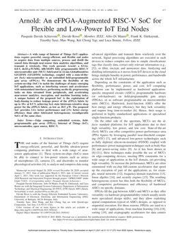 An Efpga-Augmented RISC-V Soc for Flexible and Low-Power Iot End Nodes Pasquale Davide Schiavone , Davide Rossi , Member, IEEE,Alﬁodimauro , Frank K