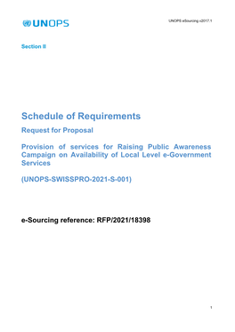 Schedule of Requirements Request for Proposal