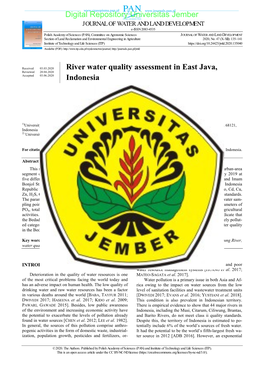 River Water Quality Assessment in East Java, Indonesia