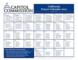 California Prayer Calendar
