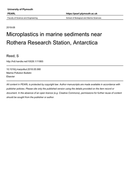 Microplastics in Marine Sediments Near Rothera Research Station, Antarctica