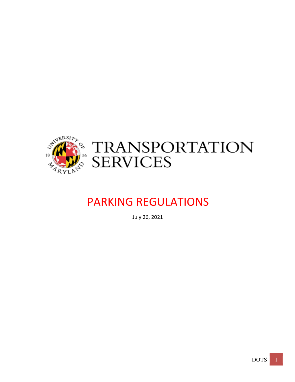 PARKING REGULATIONS July 26, 2021