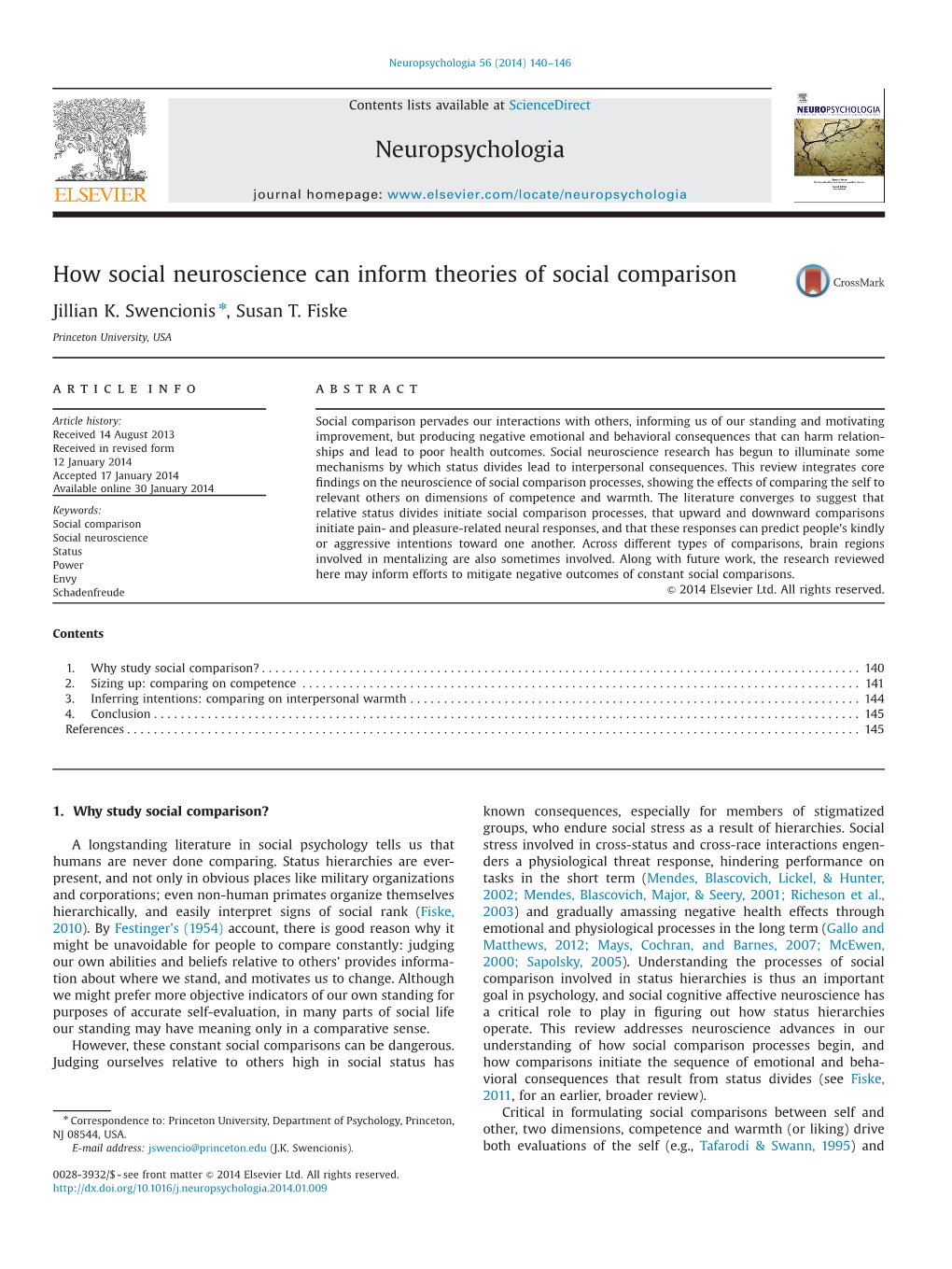 How Social Neuroscience Can Inform Theories of Social Comparison