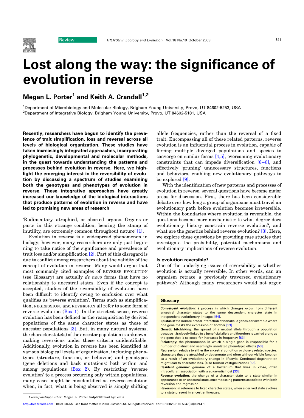 Lost Along the Way: the Significance of Evolution in Reverse