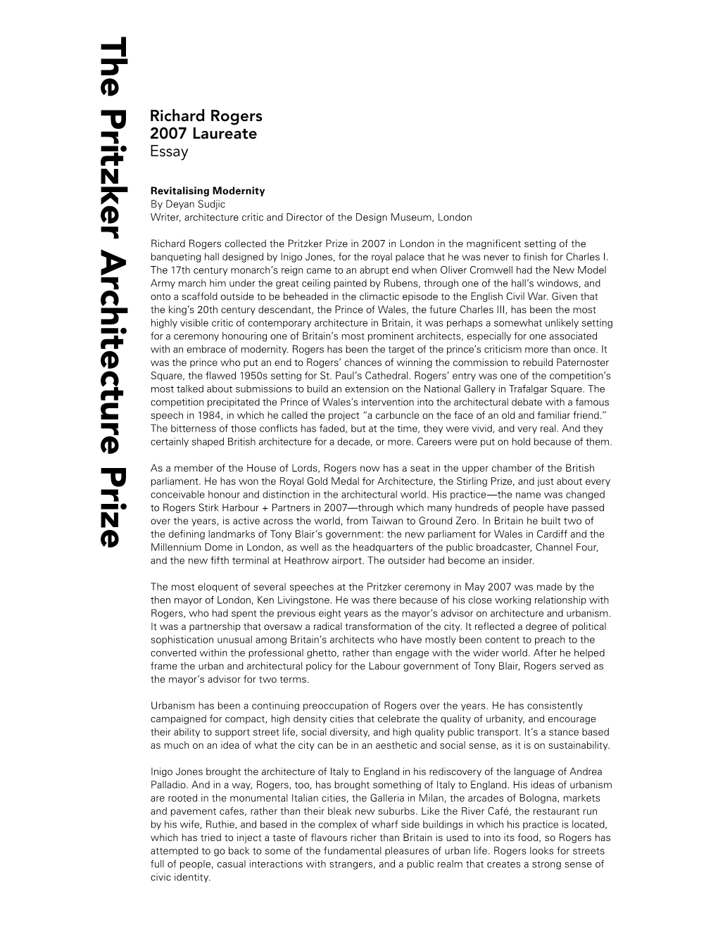 Richard Rogers 2007 Laureate Essay