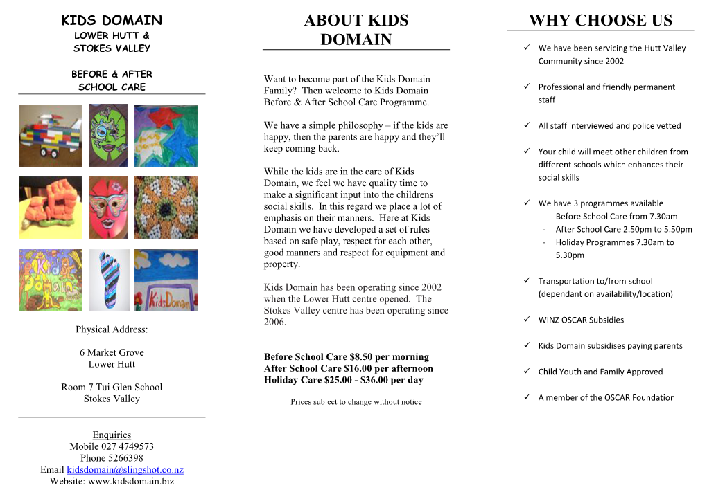 After School Care Lower Hutt Brochure.Pdf