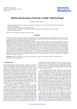 Where Are the Stars of the Bar of NGC 1530 Forming?