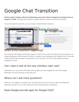 Google Chat Transition
