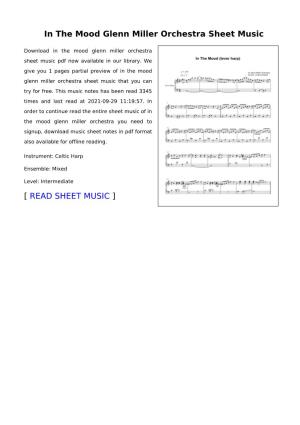 Sheet Music of in the Mood Glenn Miller Orchestra You Need to Signup, Download Music Sheet Notes in Pdf Format Also Available for Offline Reading
