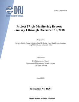 Project 57 Air Monitoring Report: January 1 Through December 31, 2018