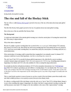 The Rise and Fall of the Hockey Stick