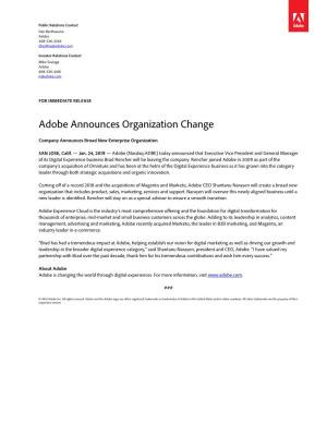 Adobe Announces Organization Change