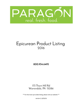 Epicurean Product Listing 2016