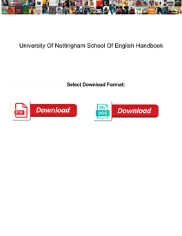 University of Nottingham School of English Handbook