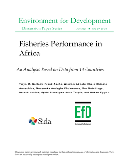 Environment for Development Fisheries Performance in Africa