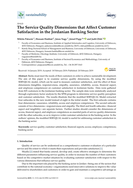 The Service Quality Dimensions That Affect Customer Satisfaction in the Jordanian Banking Sector