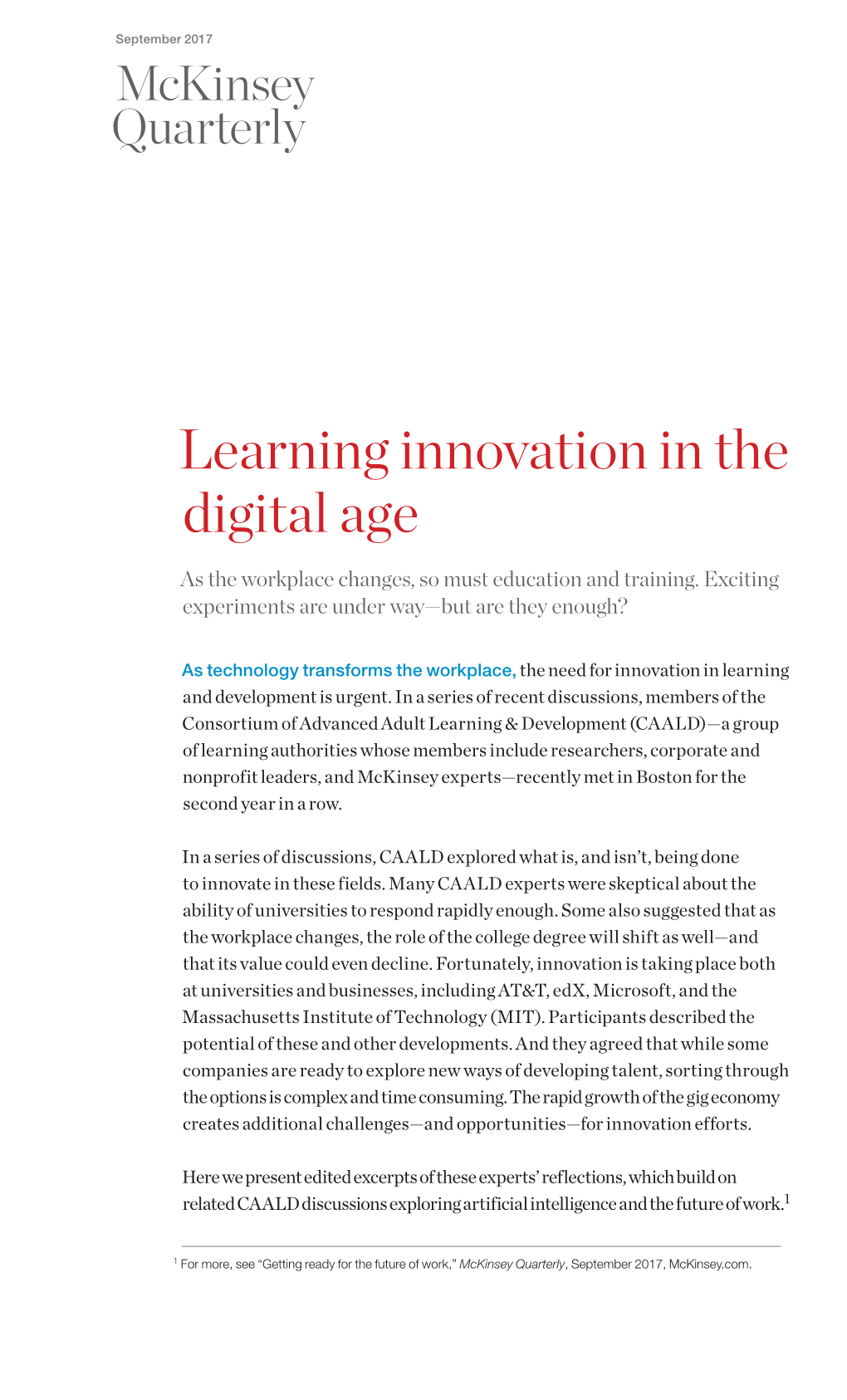 Learning Innovation in the Digital Age