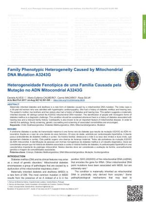 Family Phenotypic Heterogeneity Caused by Mitochondrial DNA Mutation A3243G Heterogeneidade Fenotípica De Uma Família Causada