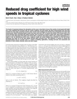 Reduced Drag Coefficient for High Wind Speeds in Tropical Cyclones