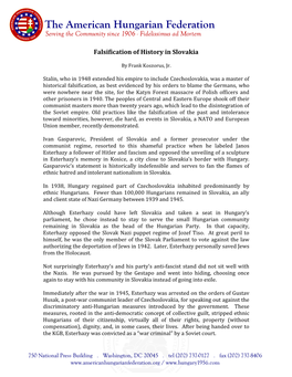 Falsification of History in Slovakia