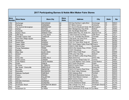 2017 Participating Barnes & Noble Mini Maker Faire Stores