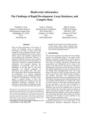 Biodiversity Informatics: the Challenge of Rapid Development, Large Databases, and Complex Data