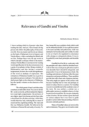 Relevance of Gandhi and Vinoba