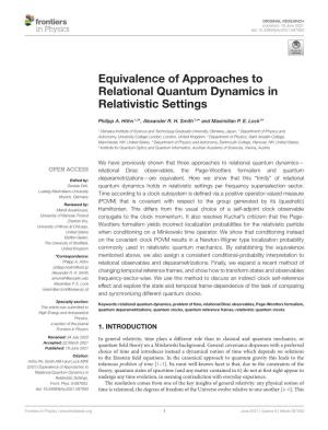 Equivalence of Approaches to Relational Quantum Dynamics in Relativistic Settings
