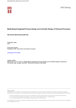 Model-Based Integrated Process Design and Controller Design of Chemical Processes
