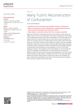 Wang Fuzhi's Reconstruction of Confucianism