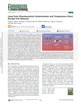 Long-Term Pharmaceutical Contamination and Temperature Stress Disrupt Fish Behavior Sarah C