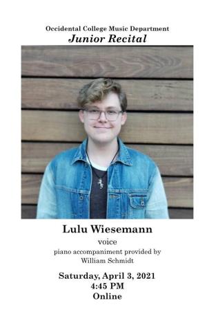 4/3 Lulu Wiesemann Junior Recital Program