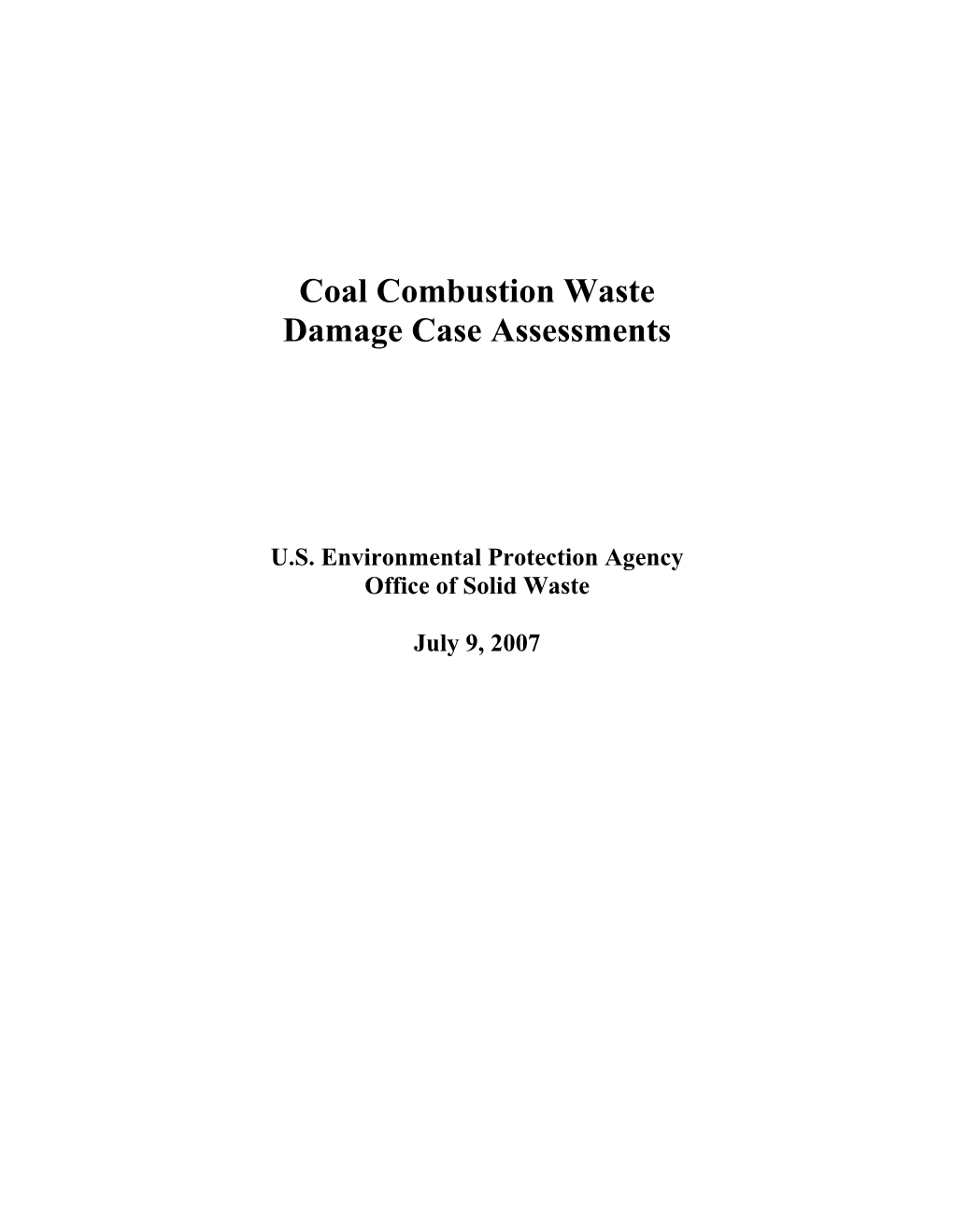 Coal Combustion Waste Damage Case Assessments