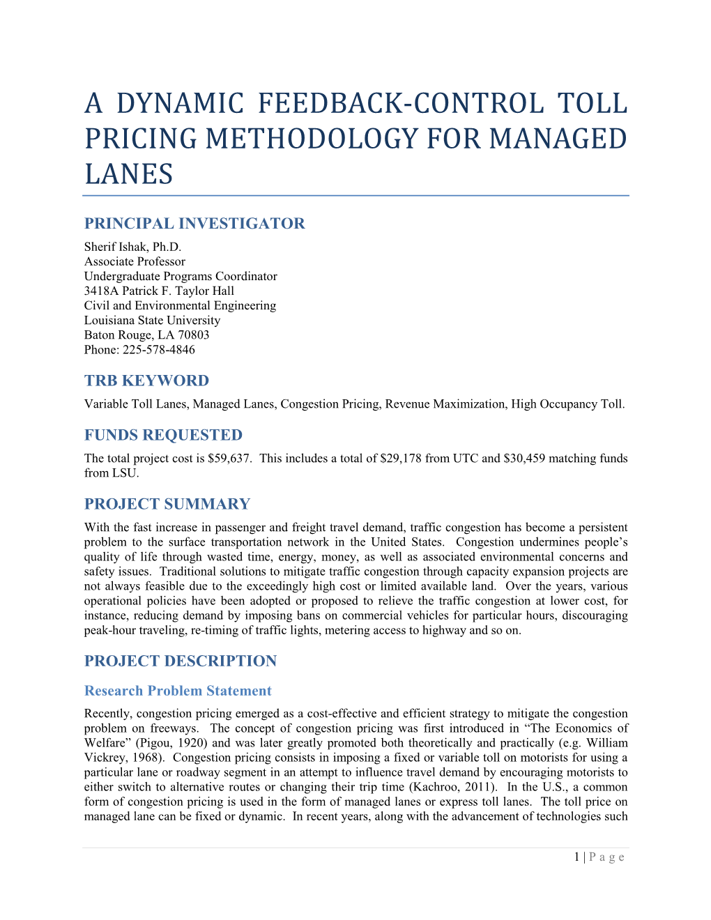 A Dynamic Feedback-Control Toll Pricing Methodology for Managed Lanes