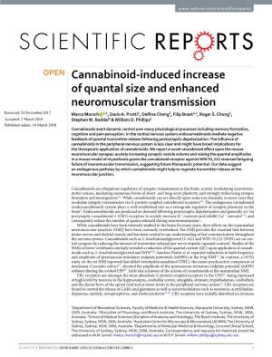 Cannabinoid-Induced Increase of Quantal Size and Enhanced Neuromuscular Transmission Received: 24 November 2017 Marco Morsch 1,2, Dario A
